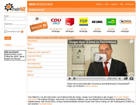 Screenshot of the "Erst fragen, dann wählen" website