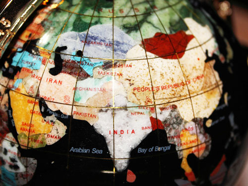 Colorful Globe focued on India, China, Pakistan